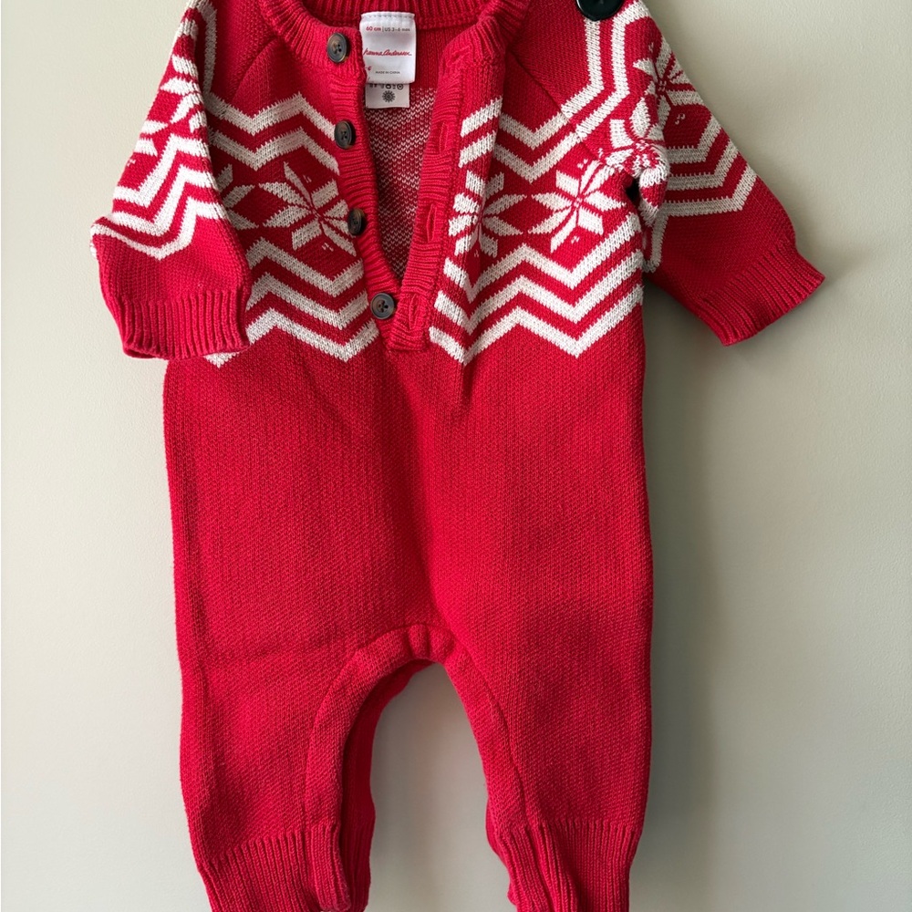 Hanna Andersson Holiday Snowflake Sweater Onesie